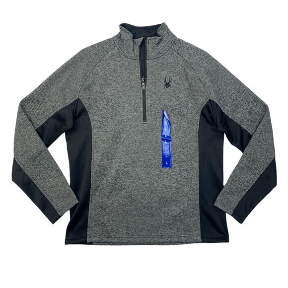 Spyder Sweatshirt Mens L Large Grey Heather Outbound Half Zip Fleece Midweight - Picture 1 of 14